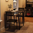 3 Piece Dining Table Set for 2, Small Wooden Kitchen Table w/Storage, Farmhouse Square Dinette Set for Dining Room, Apartment, Small Space