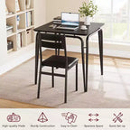 3 Piece Dining Table Set for 2, Small Wooden Kitchen Table w/Storage, Farmhouse Square Dinette Set for Dining Room, Apartment, Small Space