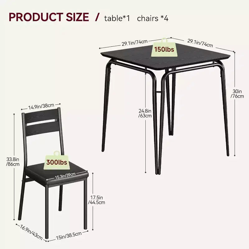 3 Piece Dining Table Set for 2, Small Wooden Kitchen Table w/Storage, Farmhouse Square Dinette Set for Dining Room, Apartment, Small Space