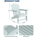Poltrona Acekool Oversize Adirondack in plastica HDPE resistente alle intemperie con texture effetto legno, capacità 172 kg, sedia da esterno per patio e braciere, nera