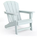 Poltrona Acekool Oversize Adirondack in plastica HDPE resistente alle intemperie con texture effetto legno, capacità 172 kg, sedia da esterno per patio e braciere, nera