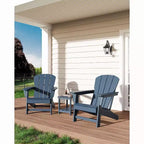 Poltrona Acekool Oversize Adirondack in plastica HDPE resistente alle intemperie con texture effetto legno, capacità 172 kg, sedia da esterno per patio e braciere, nera