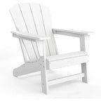 Poltrona Acekool Oversize Adirondack in plastica HDPE resistente alle intemperie con texture effetto legno, capacità 172 kg, sedia da esterno per patio e braciere, nera