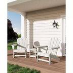 Poltrona Acekool Oversize Adirondack in plastica HDPE resistente alle intemperie con texture effetto legno, capacità 172 kg, sedia da esterno per patio e braciere, nera