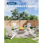 Poltrona Acekool Oversize Adirondack in plastica HDPE resistente alle intemperie con texture effetto legno, capacità 172 kg, sedia da esterno per patio e braciere, nera
