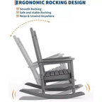 Acekool 1-Piece Outdoor Rocking Chair Set  HDPE Weather-Resistant Adirondack Rockers with Wood Texture, 380 lbs Capacity, Black