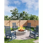 Acekool 1-Piece Outdoor Rocking Chair Set  HDPE Weather-Resistant Adirondack Rockers with Wood Texture, 380 lbs Capacity, Black
