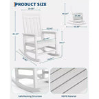Acekool 1-Piece Outdoor Rocking Chair Set  HDPE Weather-Resistant Adirondack Rockers with Wood Texture, 380 lbs Capacity, Black