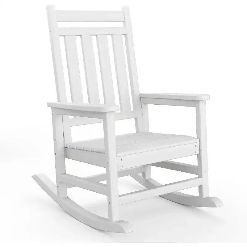 Acekool 1-Piece Outdoor Rocking Chair Set  HDPE Weather-Resistant Adirondack Rockers with Wood Texture, 380 lbs Capacity, Black