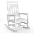 Acekool 1-Piece Outdoor Rocking Chair Set  HDPE Weather-Resistant Adirondack Rockers with Wood Texture, 380 lbs Capacity, Black