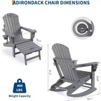 Acekool 4-in-1 Folding Adirondack Rocking Chair with Retractable Ottoman and Dual Cup Holders, HDPE Outdoor Rocker Set