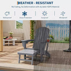 Acekool 4-in-1 Folding Adirondack Rocking Chair with Retractable Ottoman and Dual Cup Holders, HDPE Outdoor Rocker Set