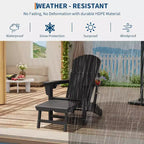 Acekool 4-in-1 Folding Adirondack Rocking Chair with Retractable Ottoman and Dual Cup Holders, HDPE Outdoor Rocker Set