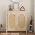30.1in Mid-Century Modern Coffee Bar Cabinet, Buffet Sideboard with Rattan Doors, Kitchen Storage Table for Dining Room & Entryway