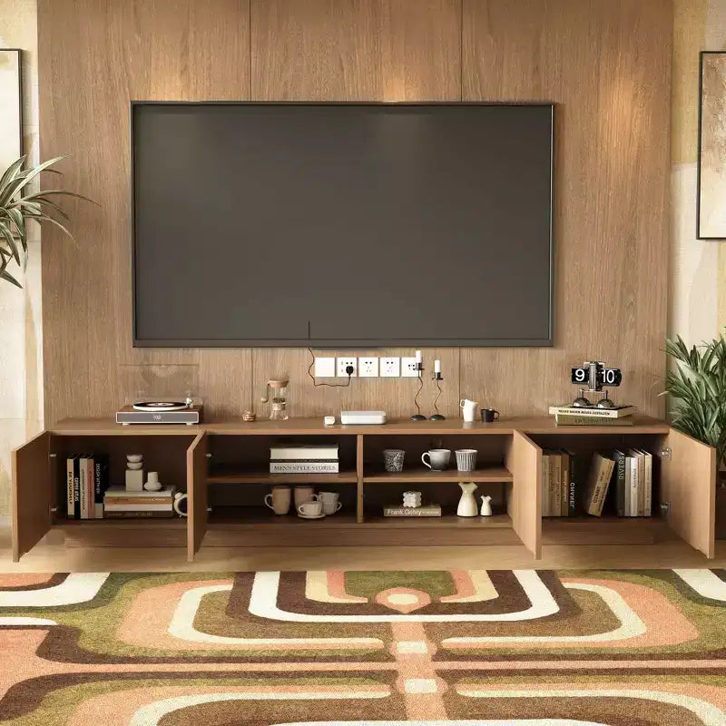Gaoyangjiaju 86.61 Mid-Century Modern TV Stand for TVs up to 85, TV Console with Large Storage Space, Entertainment Center for Living Room