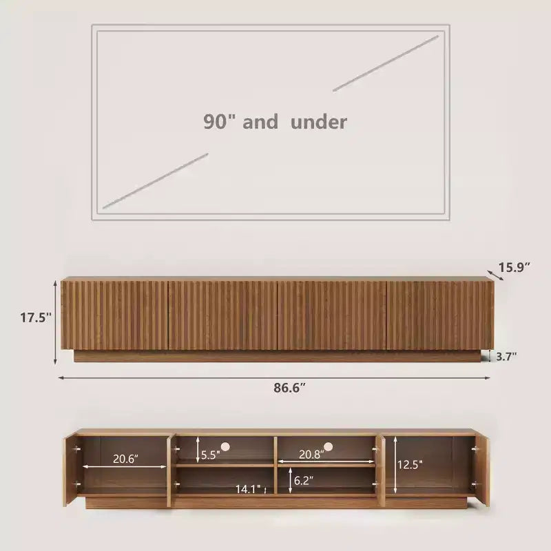 Gaoyangjiaju 86.61 Mid-Century Modern TV Stand for TVs up to 85, TV Console with Large Storage Space, Entertainment Center for Living Room