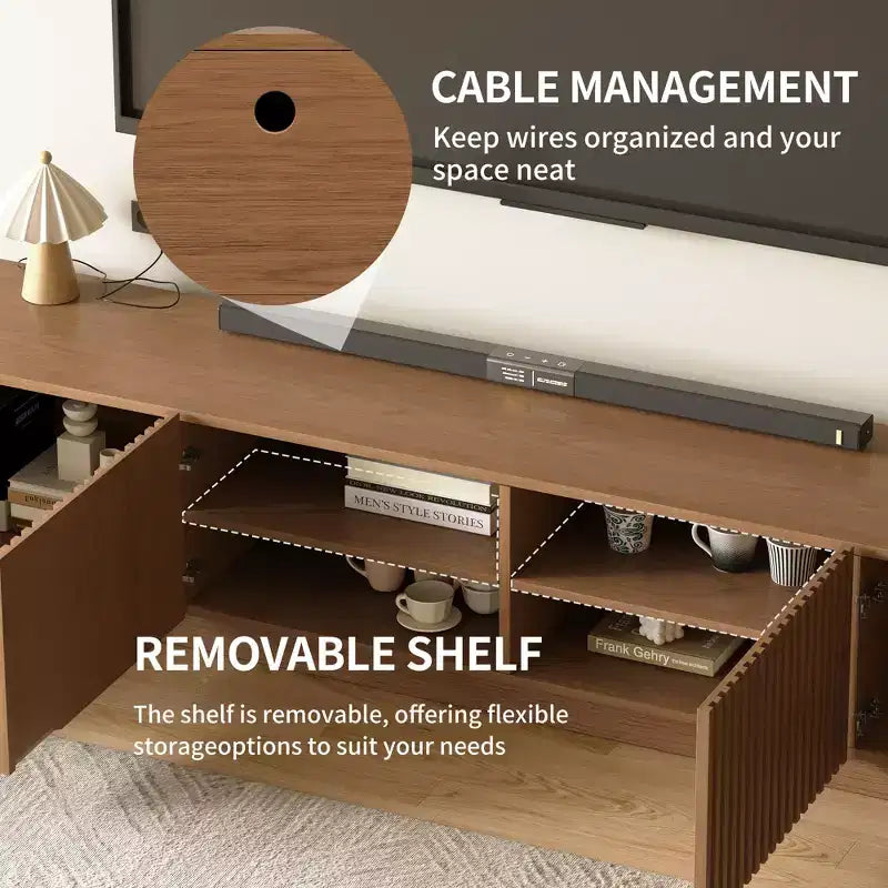 Gaoyangjiaju 86.61 Mid-Century Modern TV Stand for TVs up to 85, TV Console with Large Storage Space, Entertainment Center for Living Room