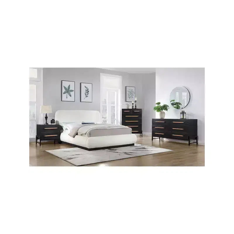 Meridian Furniture,Kaya Black Vegan Leather Nightstand