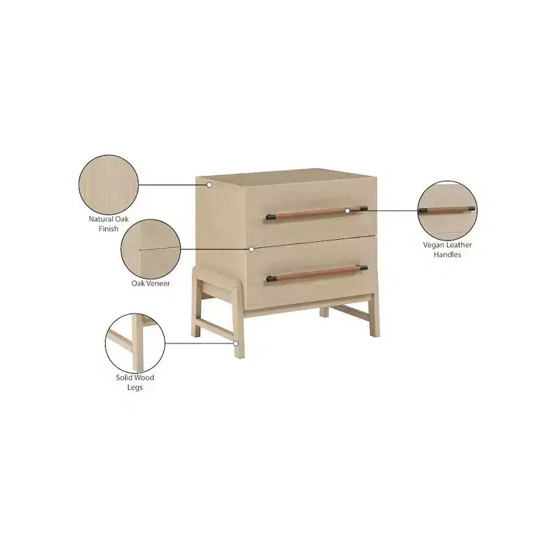Meridian Furniture,Kaya Black Vegan Leather Nightstand