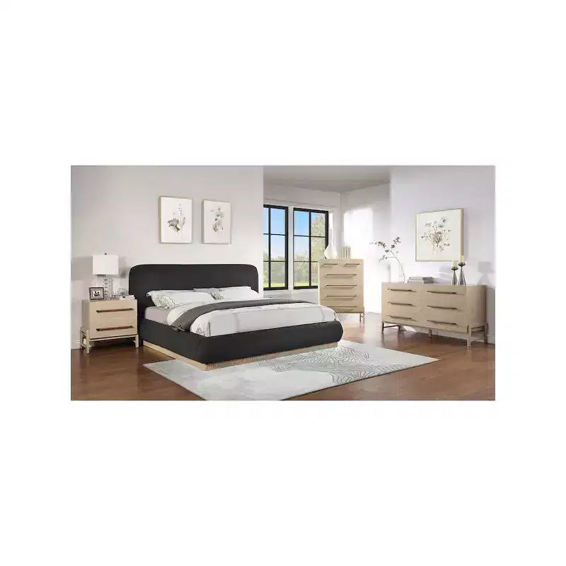 Meridian Furniture,Kaya Black Vegan Leather Nightstand