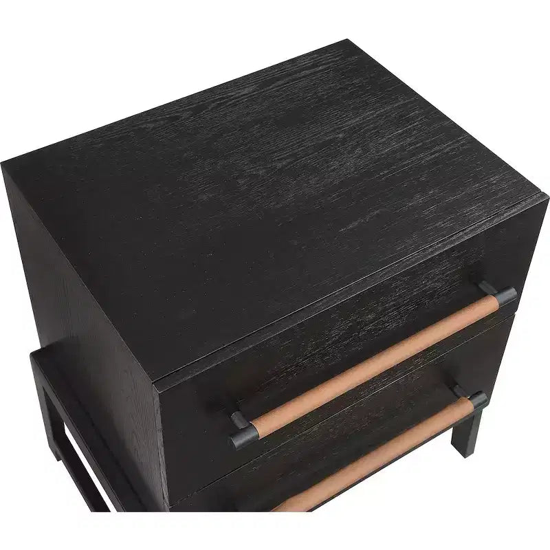 Meridian Furniture,Kaya Black Vegan Leather Nightstand