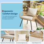 Patio Wicker Chairs Set of 2/4, Boho Rattan Accent Chairs with Cushions & Pillows, Indoor Outdoor Bistro Chairs for Patio, Balcony, Living Room
