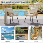 Patio Wicker Chairs Set of 2/4, Boho Rattan Accent Chairs with Cushions & Pillows, Indoor Outdoor Bistro Chairs for Patio, Balcony, Living Room