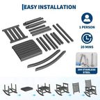 Sedia a Dondolo Oversize per Adulti da 40", Dondolo da Portico in HDPE per Tutte le Stagioni, Sedia a Dondolo da Esterno Resistente da 180 kg per Patio, Giardino, Portico