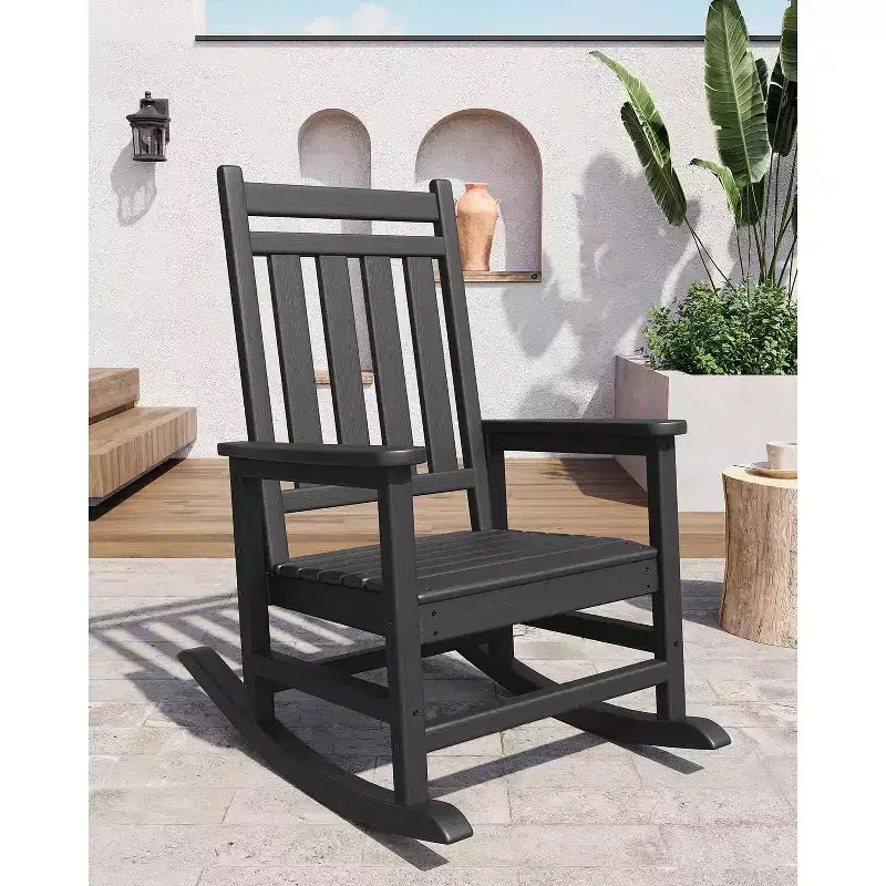 Sedia a Dondolo Oversize per Adulti da 40", Dondolo da Portico in HDPE per Tutte le Stagioni, Sedia a Dondolo da Esterno Resistente da 180 kg per Patio, Giardino, Portico