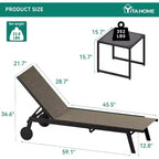 2 Patio Chaise Lounge Chairs with Side Table, Outdoor Sun Lounger Set with 5-Position Reclining Backrest & Wheels, Poolside Furniture
