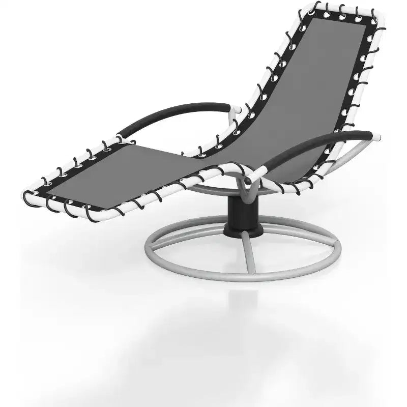 360 Rotating Outdoor Chaise Lounge Chair, Ergonomic S-Shaped Patio Recliner with Quick-Dry Textilene Fabric, Durable Lawn & Pool Lounger