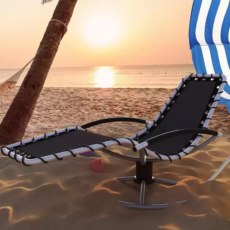 360 Rotating Outdoor Chaise Lounge Chair, Ergonomic S-Shaped Patio Recliner with Quick-Dry Textilene Fabric, Durable Lawn & Pool Lounger