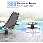360 Rotating Outdoor Chaise Lounge Chair, Ergonomic S-Shaped Patio Recliner with Quick-Dry Textilene Fabric, Durable Lawn & Pool Lounger