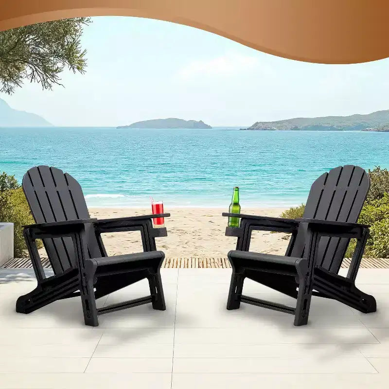 Adirondack Chair - HDPE Weather Resistant, No Tools and Hardware Required 5-Minute Assembly, Patio, Firepit or Lawn Chairs, Black