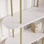 Acekool Scaffale a 5 Ripiani ad Arco, Set da 2, Struttura in Metallo, Vano a Giorno, Antiribaltamento, Bianco Marmo