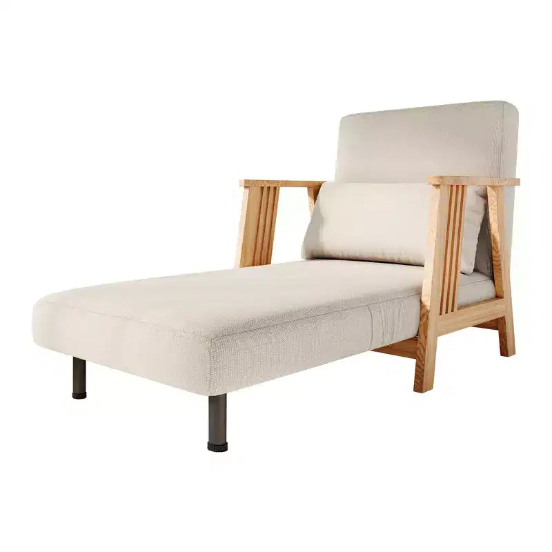 ATJafurn Sedia Letto Pieghevole, Poltrona Letto Trasformabile Moderna in Legno Imbottita, Chaise Longue Reclinabile, Divano Letto per Camera da Letto e Soggiorno, Beige