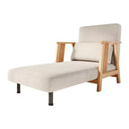 ATJafurn Sedia Letto Pieghevole, Poltrona Letto Trasformabile Moderna in Legno Imbottita, Chaise Longue Reclinabile, Divano Letto per Camera da Letto e Soggiorno, Beige