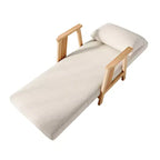 ATJafurn Sedia Letto Pieghevole, Poltrona Letto Trasformabile Moderna in Legno Imbottita, Chaise Longue Reclinabile, Divano Letto per Camera da Letto e Soggiorno, Beige