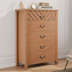 5 Drawer Dresser for Bedroom, Wooden Chest of Drawers with V Shape Design, Tall Storage Organizer for Living Room, Nursery, Entryway