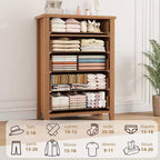 5 Drawer Dresser for Bedroom, Wooden Chest of Drawers with V Shape Design, Tall Storage Organizer for Living Room, Nursery, Entryway