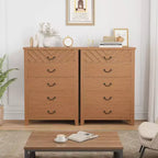 5 Drawer Dresser for Bedroom, Wooden Chest of Drawers with V Shape Design, Tall Storage Organizer for Living Room, Nursery, Entryway