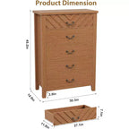 5 Drawer Dresser for Bedroom, Wooden Chest of Drawers with V Shape Design, Tall Storage Organizer for Living Room, Nursery, Entryway