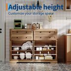 Modern Farmhouse Buffet Cabinet with Storage, Sideboard Storage Cabinet with 4 Doors & 4 Drawers Coffee Bar