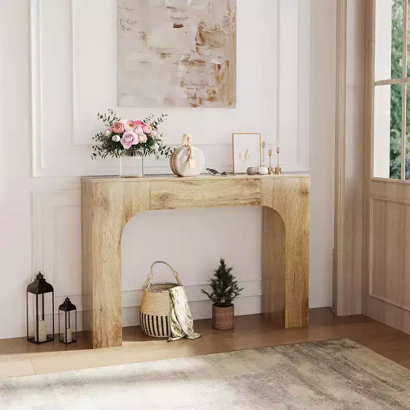 Tavolo Consolle Lungo da Ingresso, Tavolo Rettangolare in Legno per Divano Dietro al Divano, Tavolo Stretto da Ingresso per Soggiorno, Ingresso, Corridoio, Atrio