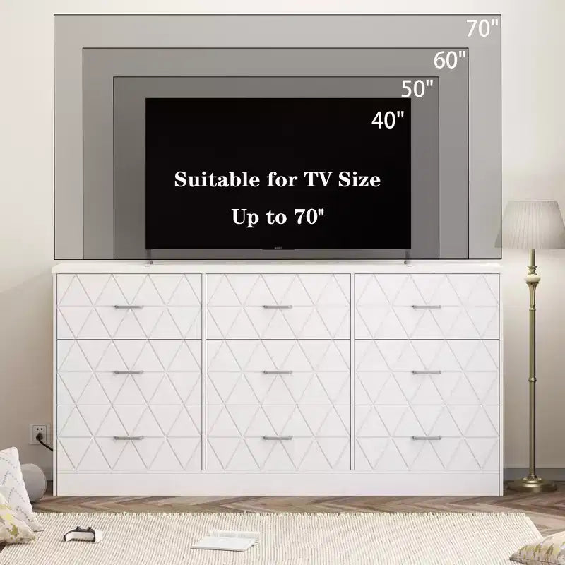 COZONY 63 9 Drawer Dresser, Wide Drawer Storage Organizer for Bedroom, Hallway & Living Room, Dressers & Chests of Drawers