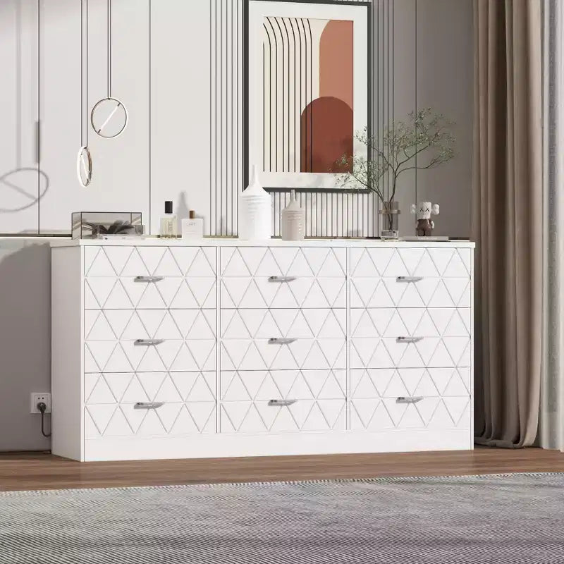 COZONY 63 9 Drawer Dresser, Wide Drawer Storage Organizer for Bedroom, Hallway & Living Room, Dressers & Chests of Drawers