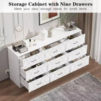 COZONY 63 9 Drawer Dresser, Wide Drawer Storage Organizer for Bedroom, Hallway & Living Room, Dressers & Chests of Drawers
