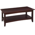 Alaterre Furniture Shaker Cottage 2-Tier Rectangular Coffee Table  42 Hardwood Center Table with Bottom Shelf, Espresso Finish