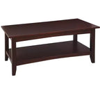 Alaterre Furniture Shaker Cottage 2-Tier Rectangular Coffee Table  42 Hardwood Center Table with Bottom Shelf, Espresso Finish