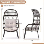 Costway Patio Wicker Rattan Egg Chair with Seat & Back Cushions Metal Indoor Outdoor